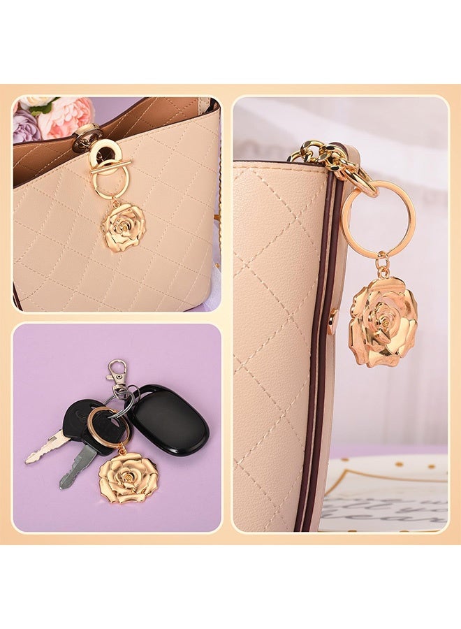 GD 20 PCS Rose Shaped Keychain, Steel Aesthetic Keyring Charm Accessories, key Ring for baby shower wedding or bridal shower gifts - Image 4
