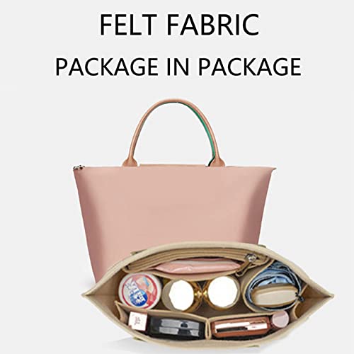 Lckaey bag organizer for longchamp organizer insert tote bag organizer insert 1028beige-S - Image 3