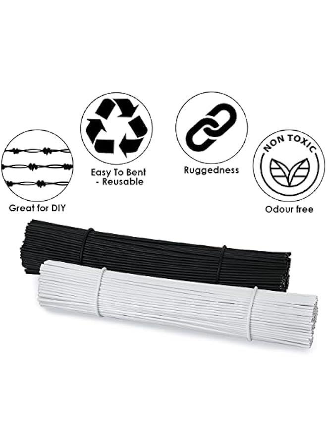 Loquat 6 Inch Metallic Cable Ties Set of 200 Bread Bag Ties Wire Twist Ties for Cord Management (White and Black (round shape)) - Image 4