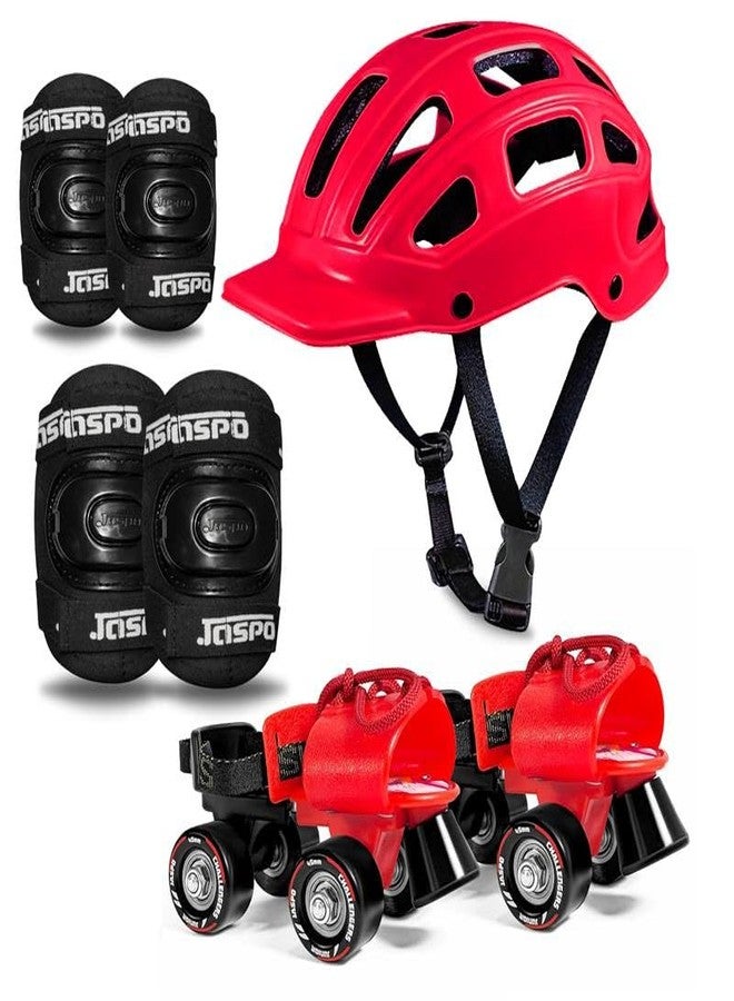 Jaspo Junior Marshal Trainers Adjustable Roller Skates Combo (Skates + Helmet + Knee & Elbow Guards) - Upto 5 Years | Academy & School Level Skating (Junior-Red) - Image 1