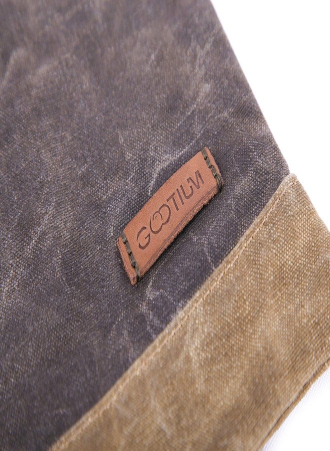 Gootium Waxed Canvas Zip Folio Pencil Pouch - Office Supply Zippered Makeup Bag Multipurpose File Folder - Size 13"x9.4", Olive Drab - Image 4