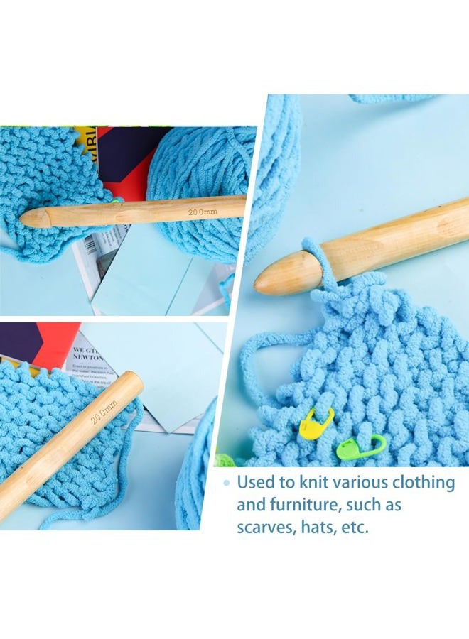 Dercuy Wooden Crochet Hooks, 20mm Wooden Handle Crochet Hook Bamboo Knitting Crochet Needles with 10 pcs Knitting Stitch Markers for Handcraft Crocheting - Image 5