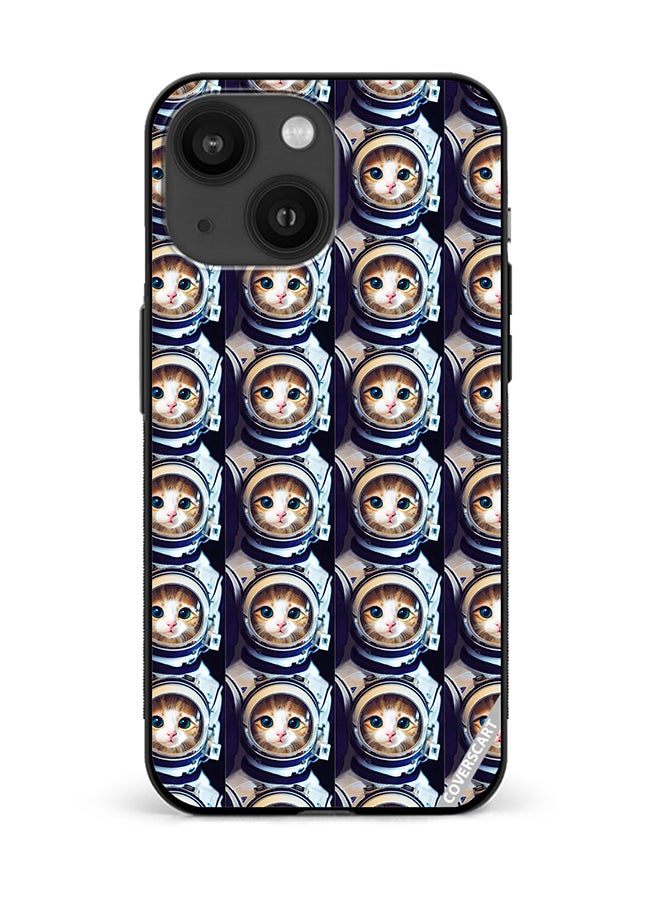 Protective Case Cover For Apple iPhone 15 Plus Cat Face Inside Astronauts Helmet Pattern Design Multicolour