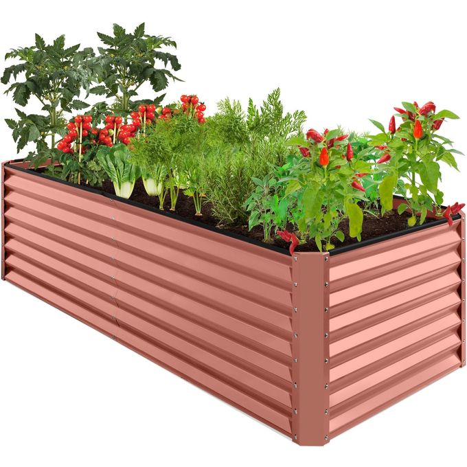 Best Choice Products 8x4x2ft Outdoor Metal Raised Garden Bed Deep Root Planter Box for Vegetables Flowers Herbs and Succulents w 478 Gallon Capacity Terracotta