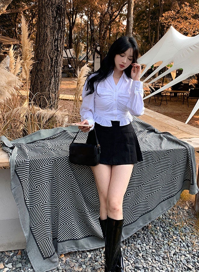 Hanayo Blanket Large Decorative Throw Blanket Soft Polyester Blanket for Couch Room Decor Cozy Warm Lightweight Blanket 185*135cm(Grey) - Image 5