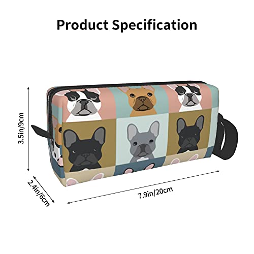 YISHOW French Bulldog Pattern Makeup Bag Adorable Travel Cosmetic Toiletry Organizer Case for Women - Image 3