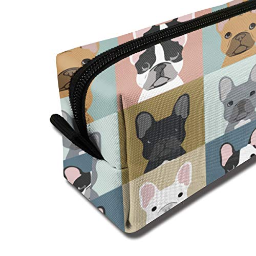 YISHOW French Bulldog Pattern Makeup Bag Adorable Travel Cosmetic Toiletry Organizer Case for Women - Image 2