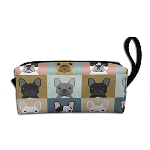 YISHOW French Bulldog Pattern Makeup Bag Adorable Travel Cosmetic Toiletry Organizer Case for Women - Image 1