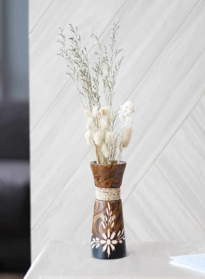 AeraVida 6-Inch Nature’s Beauty Etched Flower and Rope Design Mango Tree Wood Rectangular Handmade Vase | Rustic Wooden Tabletop Vase for Flowers | Sustainable Home & Kitchen Decor - Image 5