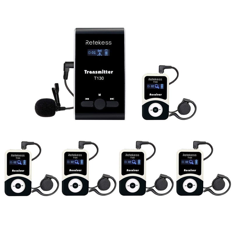 Retekess T130 Church Translation Device Tour Guide System Rechargeable Simple Basic Clear Sound Quality Whisper Devices for Church Factory School 1 Transmitter 5 Receivers - Image 2