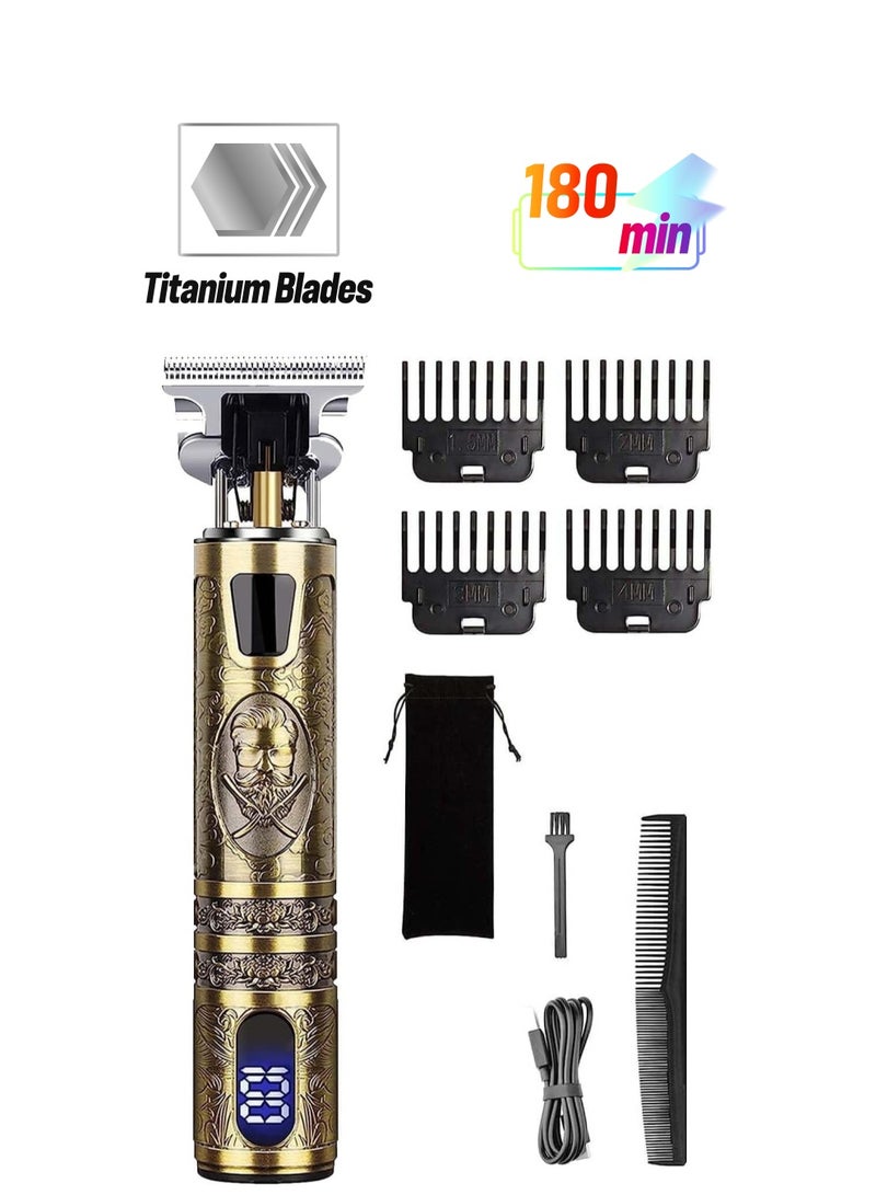 Beard Trimmer for Mens, Rechargeable Electric Hair Clippers with LCD Screen, Titanium Precision T Blade Trimmer for Families and Barber Gift - Image 1