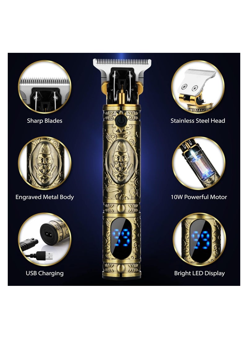 Beard Trimmer for Mens, Rechargeable Electric Hair Clippers with LCD Screen, Titanium Precision T Blade Trimmer for Families and Barber Gift - Image 2