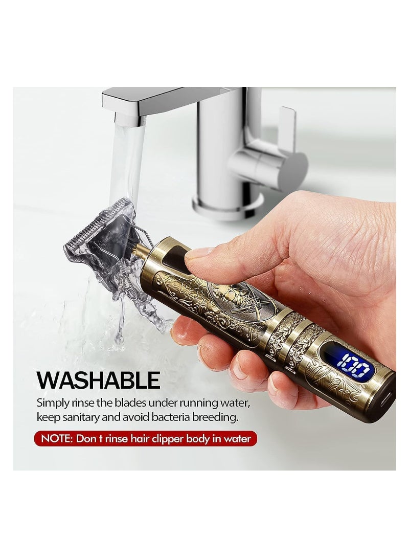 Beard Trimmer for Mens, Rechargeable Electric Hair Clippers with LCD Screen, Titanium Precision T Blade Trimmer for Families and Barber Gift - Image 4