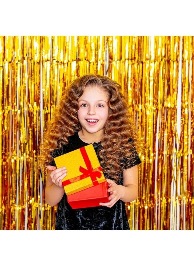 yongsheng Perfect Party Supplies Gold Foil Fringe Curtains Streamers For Decorations Party Supplies-1*2M-2pcs-Gold Backdrop Birthday Decorations Foil Curtain Backdrop Gold Streamers Dance Party Decorations Photo Booth Props for Bachelorette Decorations  - Image 5