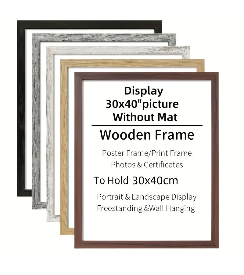Red Brown Wooden Photo Frames Without Mat 11.81x15.75 Inch Retro Classic Wall Decor Black Large Artistic Poster Frames Desktop Display Exquisite Gifts - Image 1