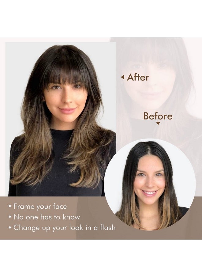 REECHO - Bangs Hair Clip In Bangs 100% Real Human Hair 3 Secure Clips In Blunt Cut Full Fringe French Bangs Natural Thick Volume Black Fake Bangs With Temples Hairpieces For Women Daily Wear Black - Image 1