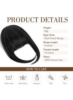 Bangs Hair Clip In Bangs 100% Real Human Hair 3 Secure Clips In Blunt Cut Full Fringe French Bangs Natural Thick Volume Black Fake Bangs With Temples Hairpieces For Women Daily Wear Black - pzsku/ZC69A8544353C4FA907B8Z/45/_/1721025165/6161ea67-f00d-4a2d-9101-9e9acefde2eb