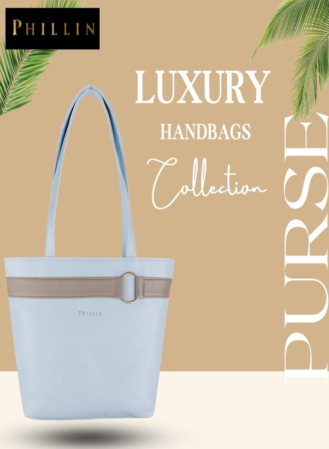 PHILLIN Handbags for Womens, Stylish Handbag for Women for Casual and Professional Use with 3 compartment, Ladies Handbags for Women (Light Blue) - Image 3