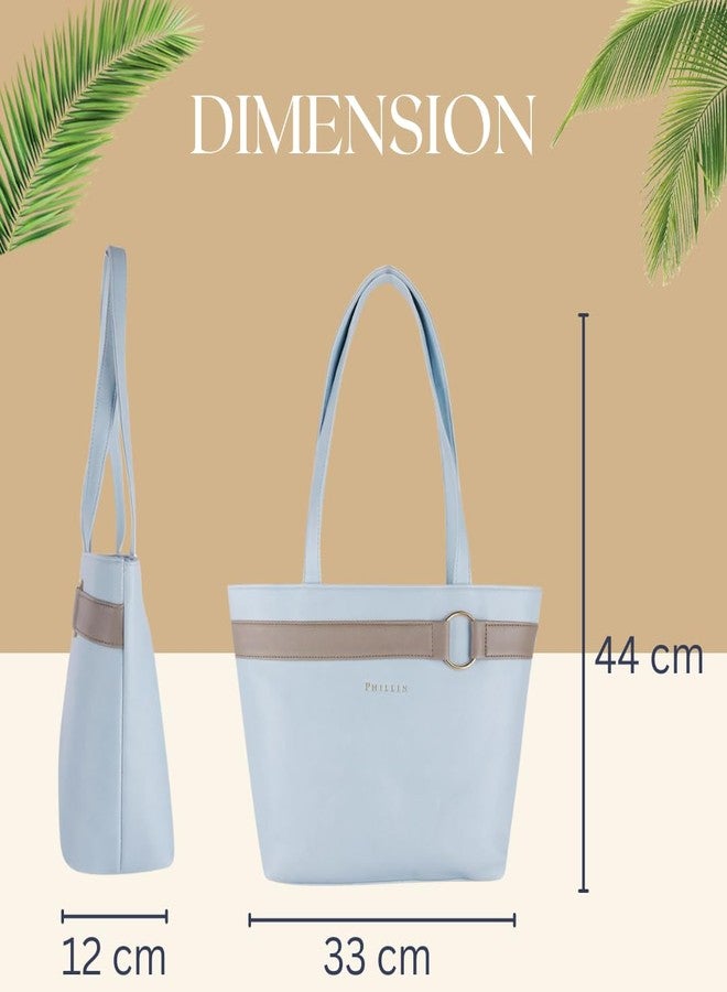 PHILLIN Handbags for Womens, Stylish Handbag for Women for Casual and Professional Use with 3 compartment, Ladies Handbags for Women (Light Blue) - Image 5