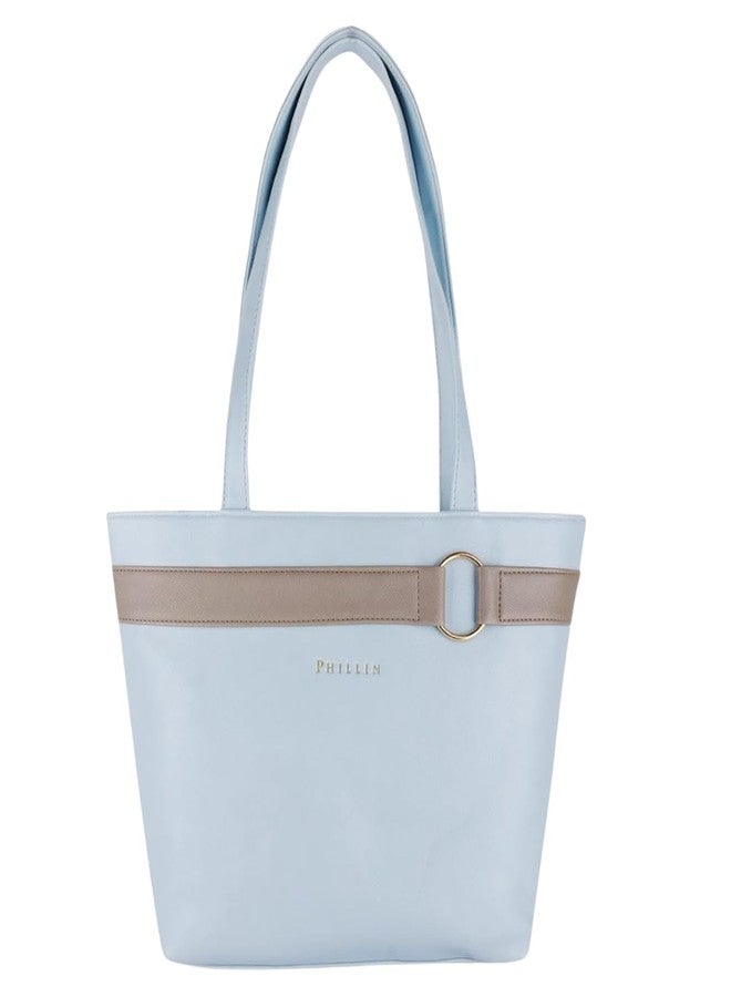PHILLIN Handbags for Womens, Stylish Handbag for Women for Casual and Professional Use with 3 compartment, Ladies Handbags for Women (Light Blue) - Image 1