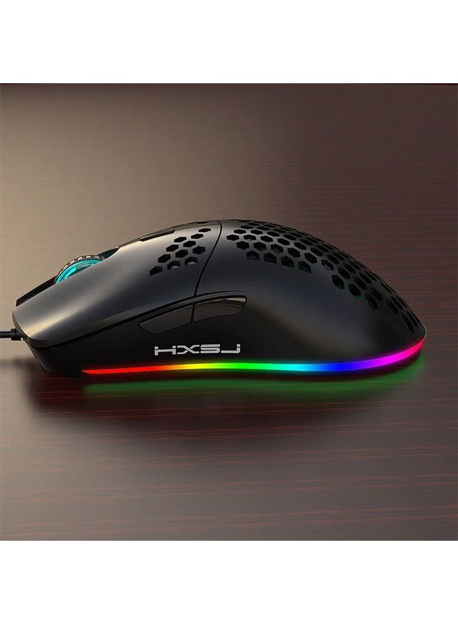 J900 USB Wired Gaming Mouse RGB with Six Adjustable DPI Black - Image 3