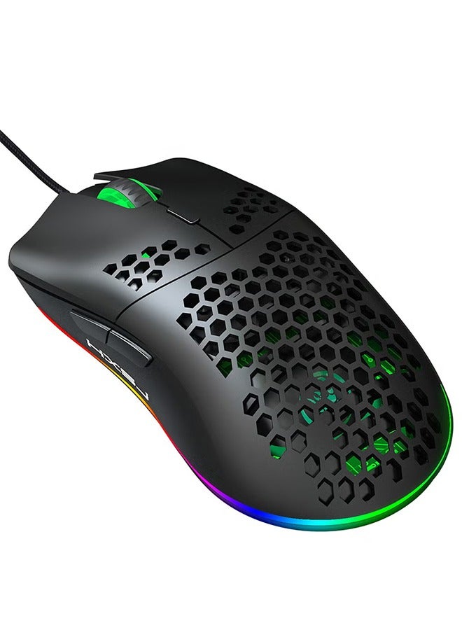 J900 USB Wired Gaming Mouse RGB with Six Adjustable DPI Black - Image 1