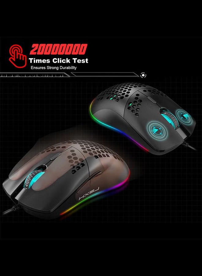 J900 USB Wired Gaming Mouse RGB with Six Adjustable DPI Black - Image 2