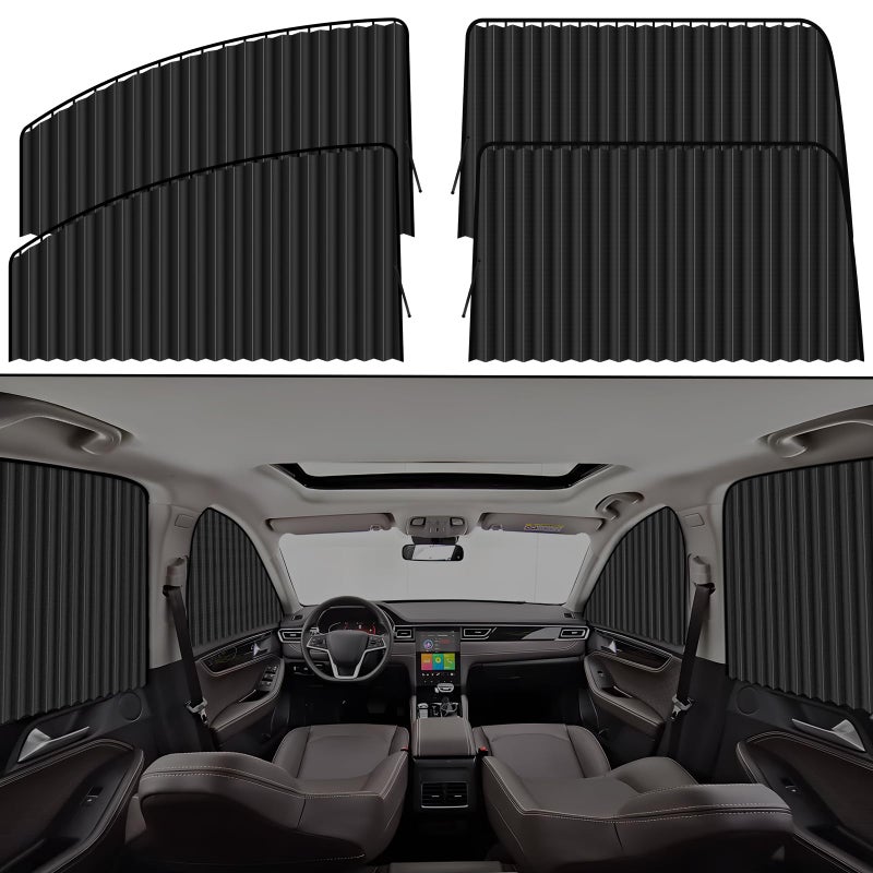 XCBYT Car Window Shades 4 Pack Car Privacy Curtains 99 UV Light Block Side Window Covers for Van SUV Pickup Truck Keeps Cooler for Sleeping Camping - Image 3