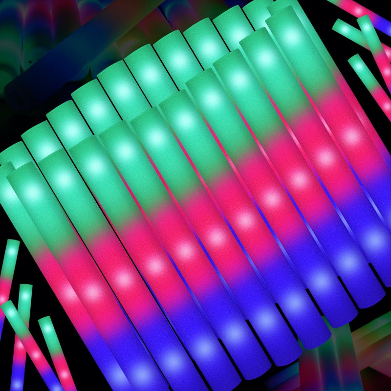 SHQDD 44 PCS Foam Glow Sticks Bulk with 3 Modes Colorful Flashing Glow Sticks Pack Foam Light Up Sticks Glow in Dark Party Supplies for Wedding Raves Party Halloween 4th of July - Image 2