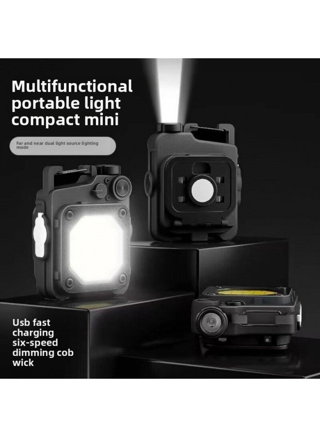 Outdoor Mini Keychain Lamp Multi-file Adjustment Portable Lighting Flashlight Floodlight Magnetic Work Lamp Spot Wholesale