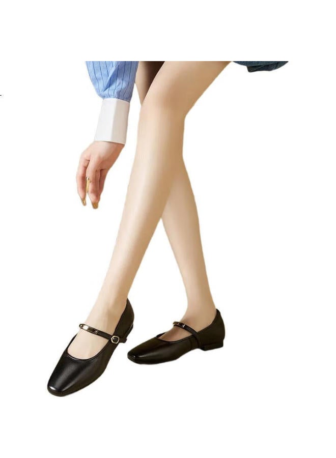 YEARCON Women'S Shoes Mary Jane Retro Small Leather Shoes Flat French Single Shoes 27146W Black 36 - Image 2
