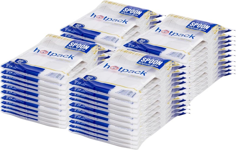 Hotpack Disposable Cutery Plastic Desert Spoon White, 2000 Pieces - Image 1