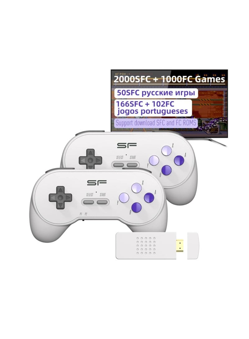 16 Bit Video Game Console, Special Built in 3000 Classic SFC/FC Games, 4K HD TV Output, Retro Game Console with 2 Wireless Controllers for Kids Adults Birthday - Image 1