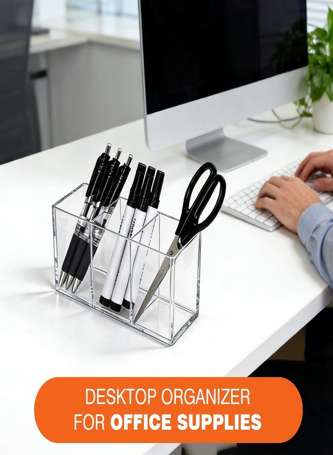 Banafich Acrylic Pen Holder for Desk, Plastic Pencil Holder for Desk, Small Desk Organizer for Home, Office, Classroom, Bathroom, Makeup Brush Organizer, Teacher Accessories(Clear) - Image 4