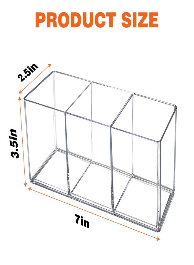 Banafich Acrylic Pen Holder for Desk, Plastic Pencil Holder for Desk, Small Desk Organizer for Home, Office, Classroom, Bathroom, Makeup Brush Organizer, Teacher Accessories(Clear) - Image 2