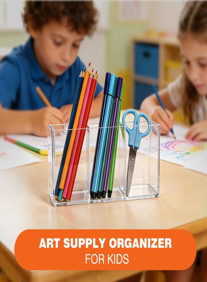 Banafich Acrylic Pen Holder for Desk, Plastic Pencil Holder for Desk, Small Desk Organizer for Home, Office, Classroom, Bathroom, Makeup Brush Organizer, Teacher Accessories(Clear) - Image 5
