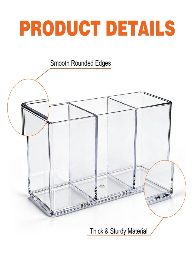 Banafich Acrylic Pen Holder for Desk, Plastic Pencil Holder for Desk, Small Desk Organizer for Home, Office, Classroom, Bathroom, Makeup Brush Organizer, Teacher Accessories(Clear) - Image 3