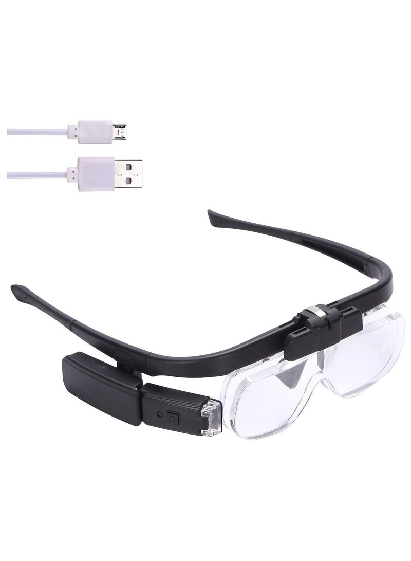 Excefore Rechargeable Head Magnifier Glasses, Hands Free Head Mount Magnifier 3 Detachable Lenses and 2 Led Lights, Great Magnifying Glasses for Reading and Hobby  - Image 1