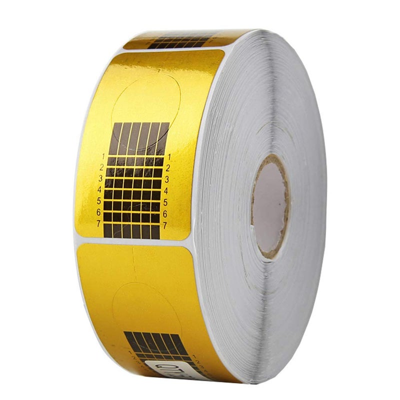 Nail Forms 500 Pcs Roll Nails Extension for Acrylic Nails Selfadhesive Nail Tips Replacement for Polygel Nail Guide Nail Stickers Molds Builder Learning Curve Art Equipment Salon Gold Rectangle