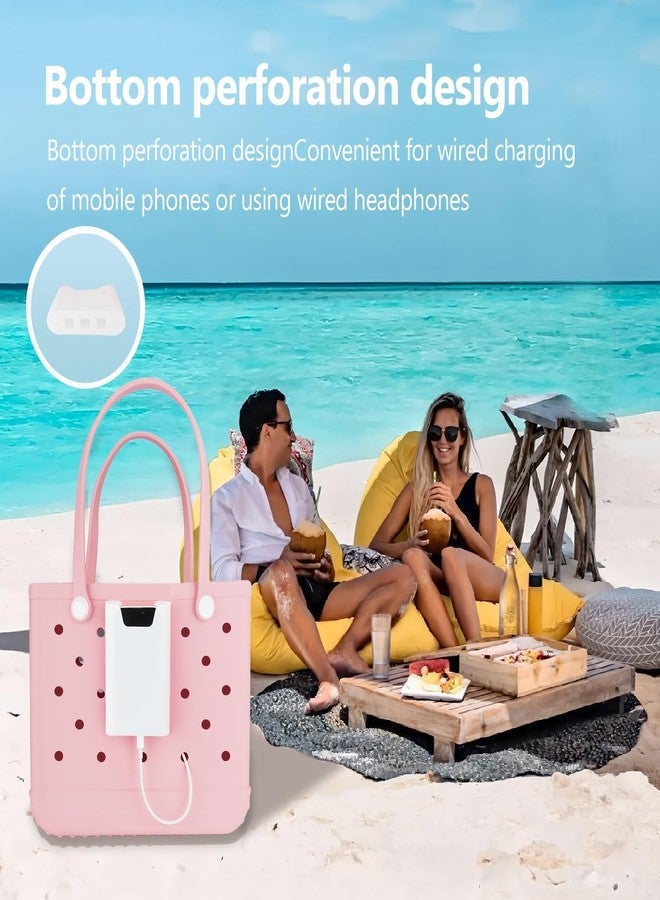 حامل هاتف سيليكون من QxbBox لحقائب بوغ، ملحق لحقائب الشاطئ، حامل هاتف لحقائب بوغ وحقائب الشاطئ المشابهة، متوافق مع معظم الهواتف المحمولة، أبيض - Image 4