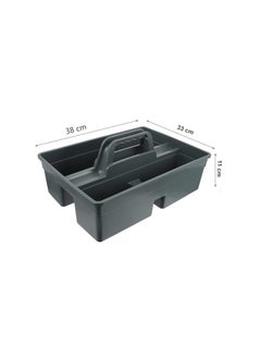 VINSTAR Pack of 2 Cleaning Caddy with Handle- Cleaning Products Organiser, Handy Kitchen Cleaning Tool Box and Cleaners Carry Tray Basket - Large 15 * 13 * 4.5 inch High (Grey)  - Image 2