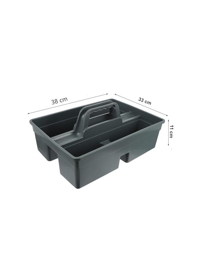 VINSTAR - Pack of 2 Cleaning Caddy with Handle- Cleaning Products Organiser, Handy Kitchen Cleaning Tool Box and Cleaners Carry Tray Basket - Large 15 * 13 * 4.5 inch High (Grey) - Image 1