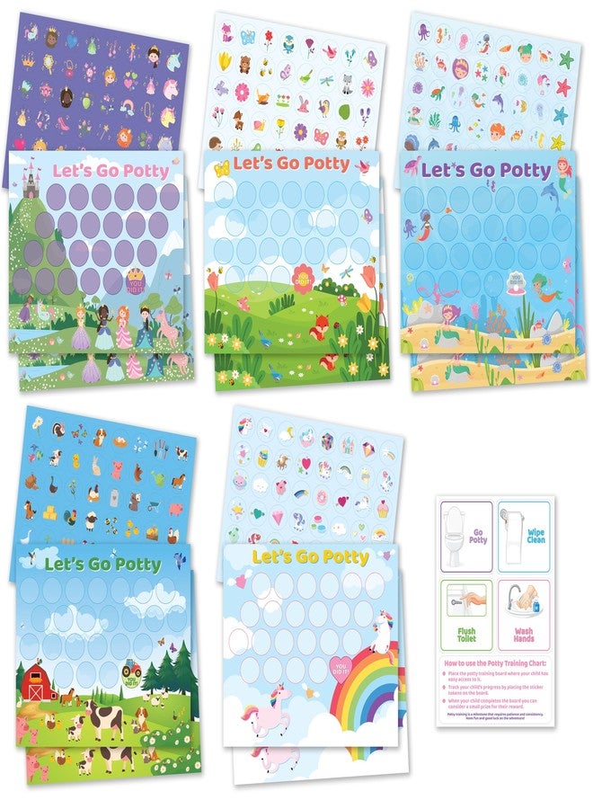 Bright Seed 16 PCS Potty Training Chart, Potty Training Chart for Toddler Girls, Sticker Chart for Kids, Potty Training Sticker Chart for Toddlers, 10 Sheets 12x10 Inches Paper Chart, 240 Stickers - Image 1