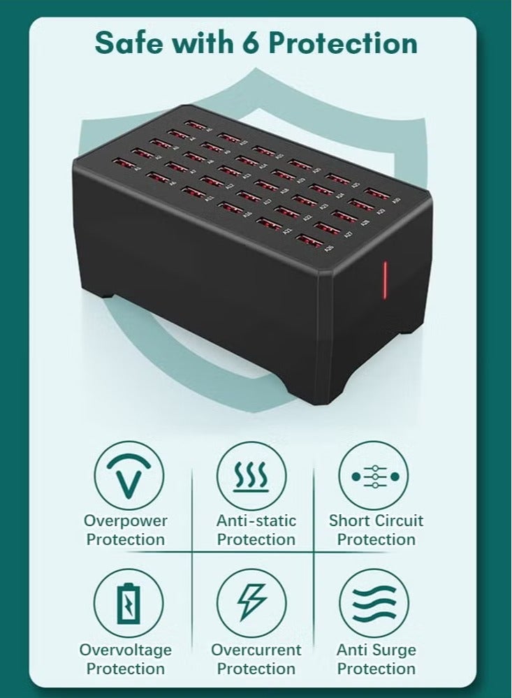 ELTRAZONE 30-Port USB Charging Station 150W High-Speed Desktop Charger for Smartphones, Tablets & More, Multi-Port Fast Charging Hub, Compact Organizer for Home, Office & Travel  - Image 2