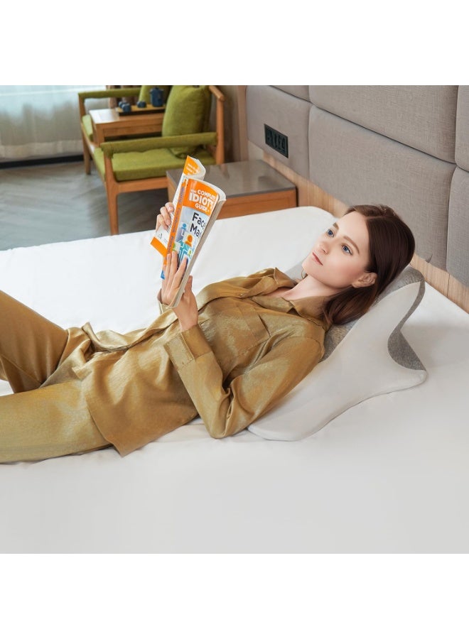 اكسيسن وسادة ظهر وسادة راحة للسرير وسادة قراءة للسرير، الاستلقاء، الاتكاء والانبطاح، وسادة سرير إسفينية مريحة من الإسفنج المرن للرأس، وسائد لدعم الذقن والظهر على السرير والأريكة والأرضية - رمادي - Image 2