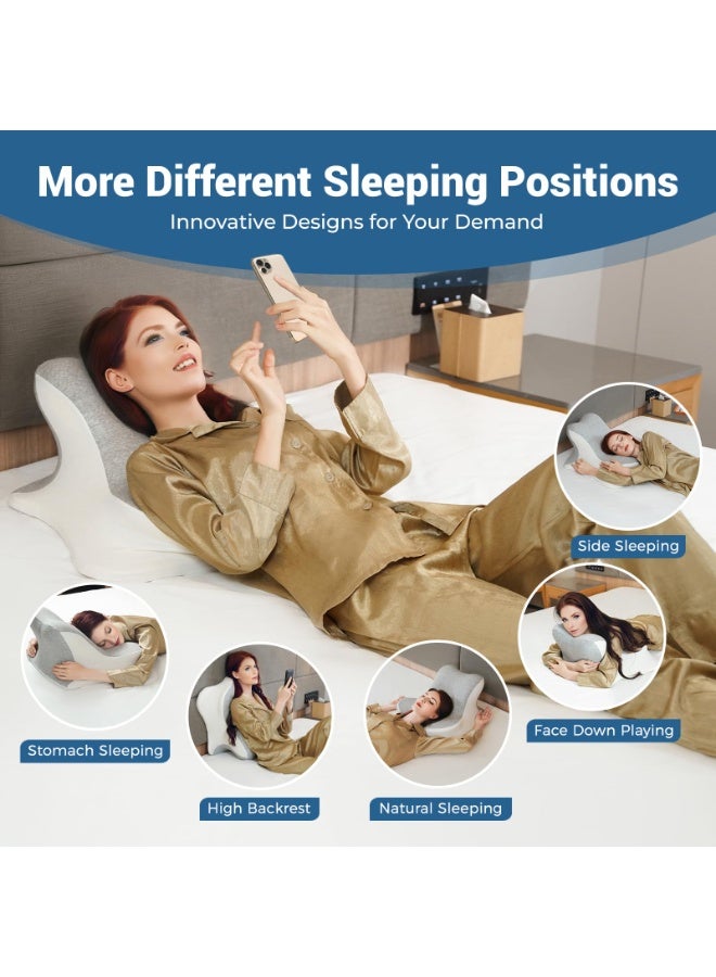 اكسيسن وسادة ظهر وسادة راحة للسرير وسادة قراءة للسرير، الاستلقاء، الاتكاء والانبطاح، وسادة سرير إسفينية مريحة من الإسفنج المرن للرأس، وسائد لدعم الذقن والظهر على السرير والأريكة والأرضية - رمادي - Image 4