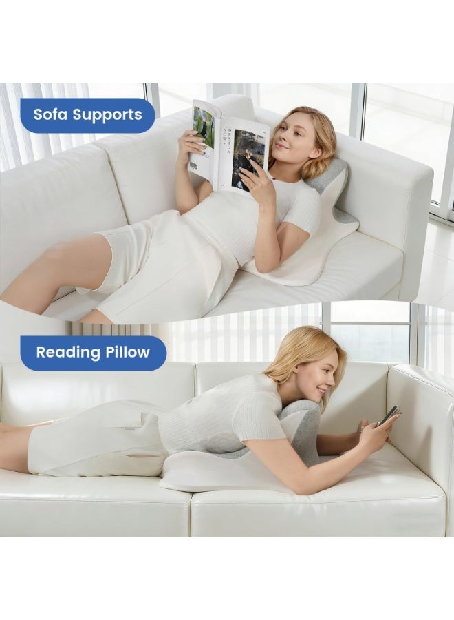 XICEN Reading Pillow for Bed Ergonomic Memory Foam Pillow for Headboard Lying Inclined Prone Chin Back Support Pillows in Bed Rest,Grey - Image 5