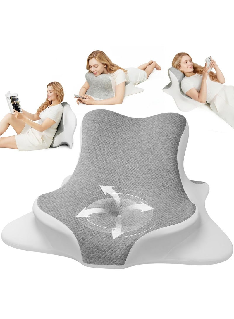 XICEN Reading Pillow for Bed Ergonomic Memory Foam Pillow for Headboard Lying Inclined Prone Chin Back Support Pillows in Bed Rest,Grey - Image 1