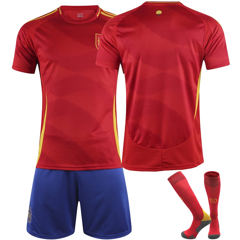 25 Spain Home Red No. 9 Garvey Jersey Pedre No. 7 Morata No. 19 Yamal Football Uniform Suit - Image 1