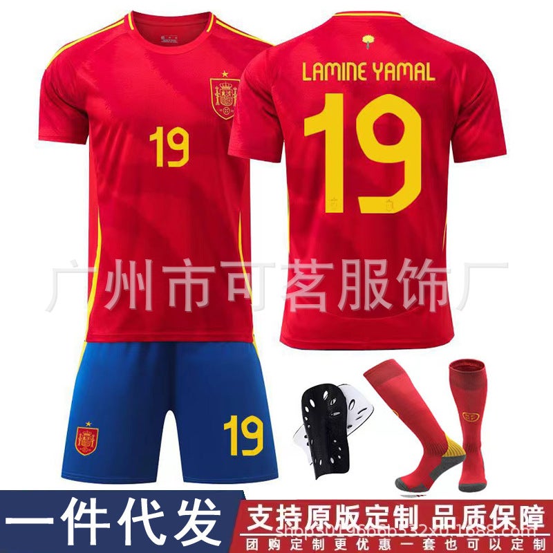 25 Spain Home Red No. 9 Garvey Jersey Pedre No. 7 Morata No. 19 Yamal Football Uniform Suit - Image 2